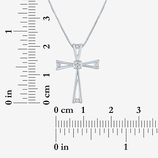 Womens Diamond-Accent 10K White Gold Pendant Necklace