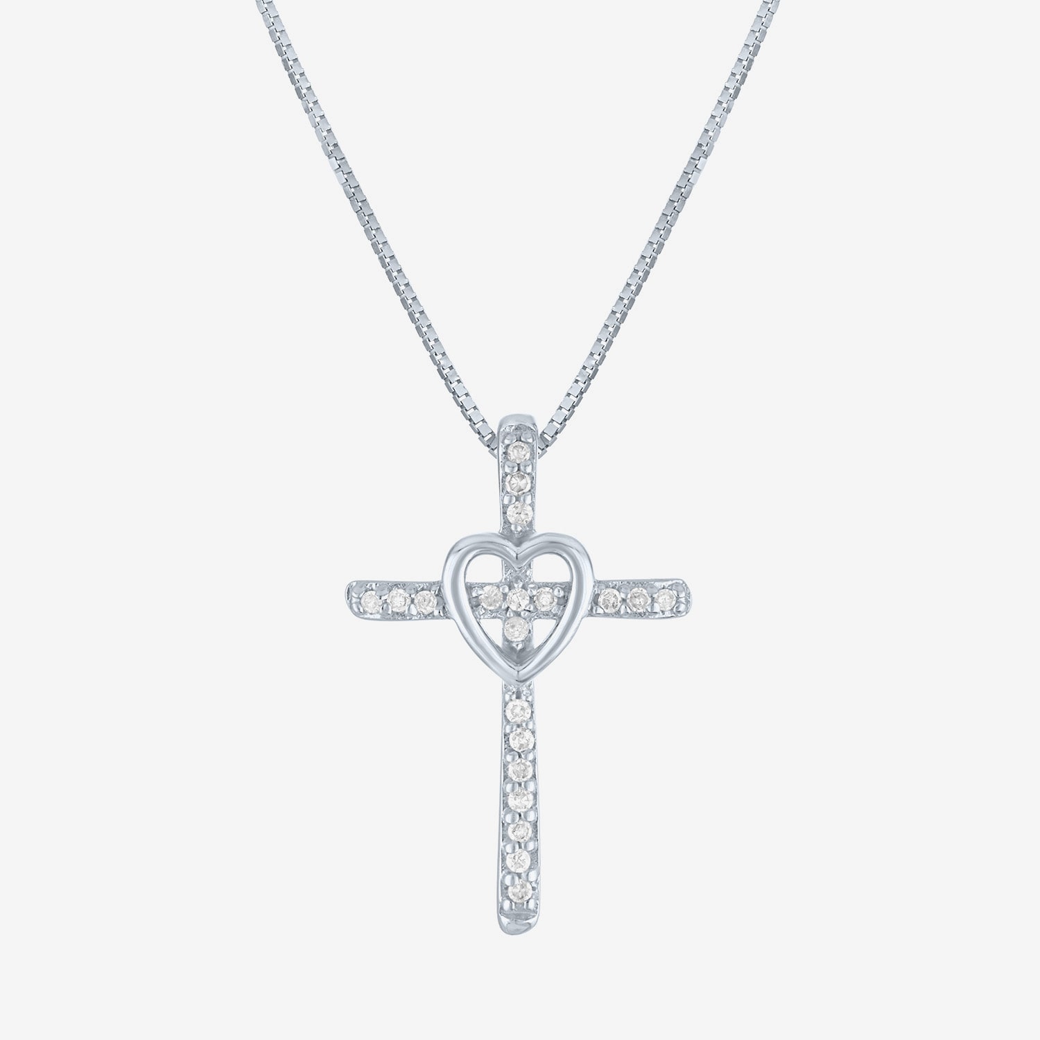 Womens Diamond Accent Natural White Diamond 10K Gold Cross 18 Inch Pendant Necklace