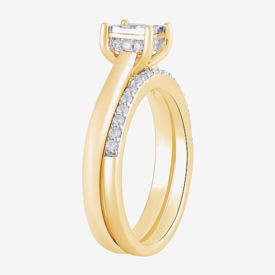 H, I1-I2 Womens 1/2 CT. T.W. Lab Grown White Diamond 14K Gold Over Silver Bridal Set