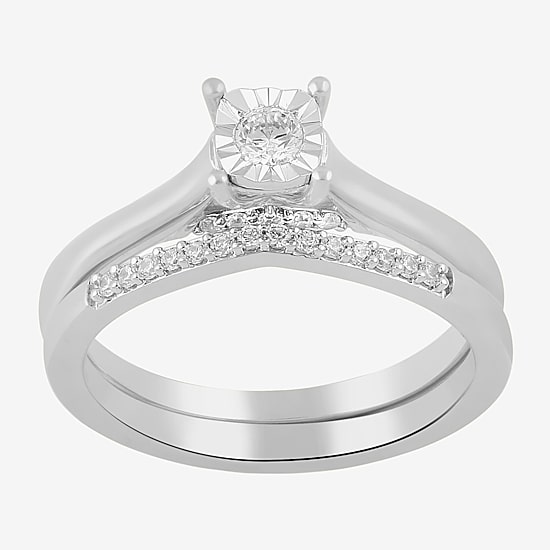 Surrounded by Love (H,I1-I2) Womens 1/4 CT. T.W. Lab Grown White Diamond Sterling Silver Cushion Bridal Set