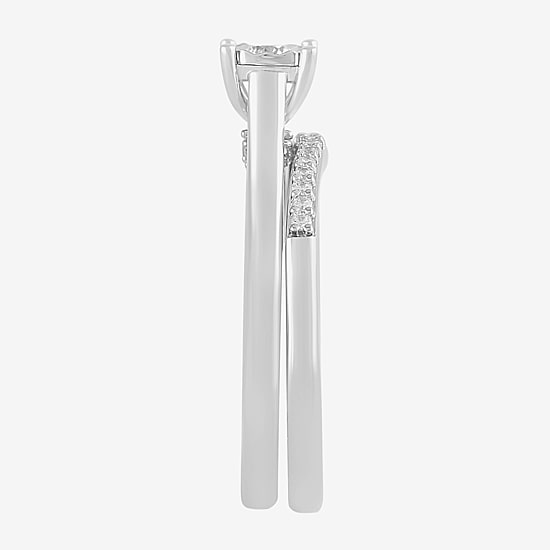 Surrounded by Love (H,I1-I2) Womens 1/4 CT. T.W. Lab Grown White Diamond Sterling Silver Cushion Bridal Set