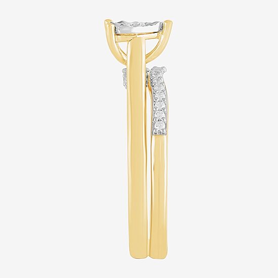 (H,I1-I2) Womens 1/4 CT. T.W. Lab Grown White Diamond 14K Gold Over Silver Heart Bridal Set