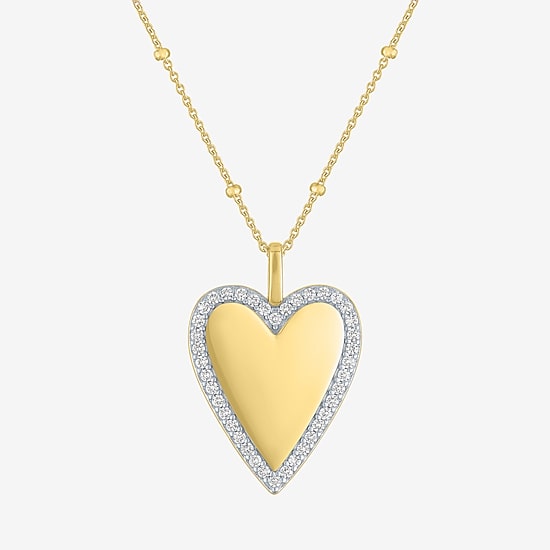Yes, Please! Womens Lab Created White Sapphire Sterling Silver Heart Pendant