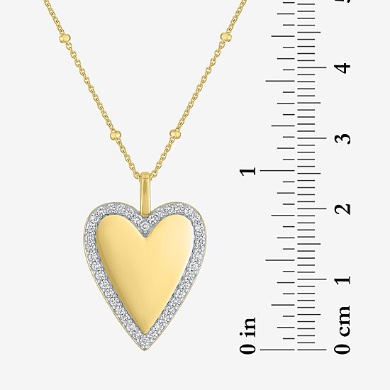 Yes, Please! Womens Lab Created White Sapphire Sterling Silver Heart Pendant