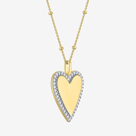 Yes, Please! Womens Lab Created White Sapphire Sterling Silver Heart Pendant