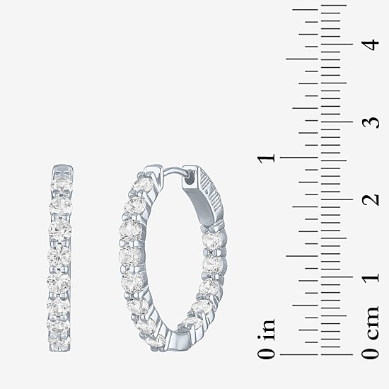 Yes, Please! Womens Lab Created White Sapphire Sterling Silver 25mm Hoop Earrings