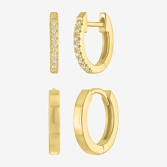 Yes, Please! (G-H,Si2-I1) Womens Diamond Accent Lab Grown White Diamond Accent 14K Gold Over Silver 2 Pair Jewelry Set