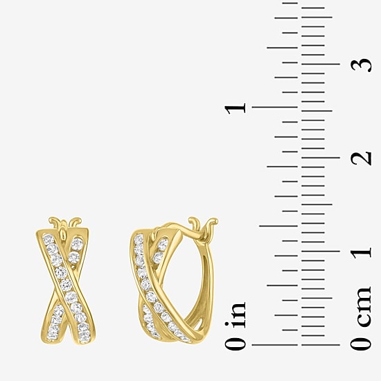 Yes, Please! Womens Lab Created White Sapphire Sterling Silver 12mm Hoop Earrings
