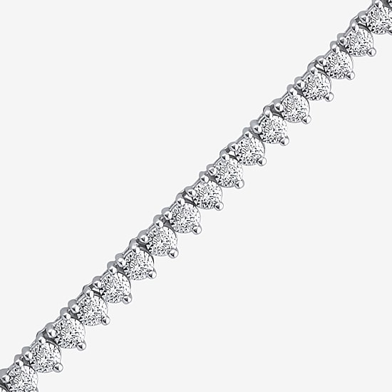 (F / Si2) Womens 3 CT.T.W. White Diamond Sterling Silver 18 Inch Tennis Necklace
