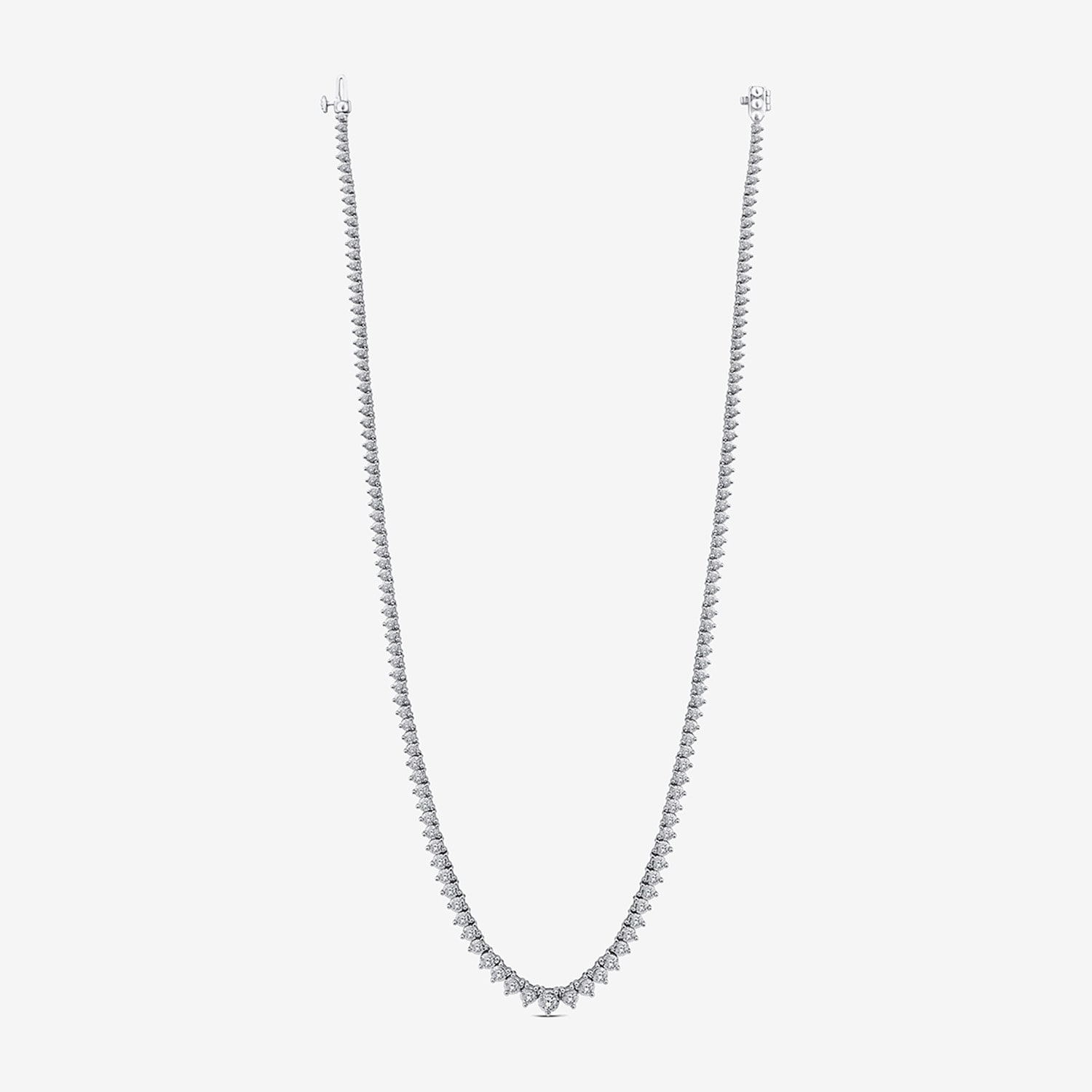 (F / Si2) Womens 3 CT.T.W. White Diamond Sterling Silver 18 Inch Tennis Necklace