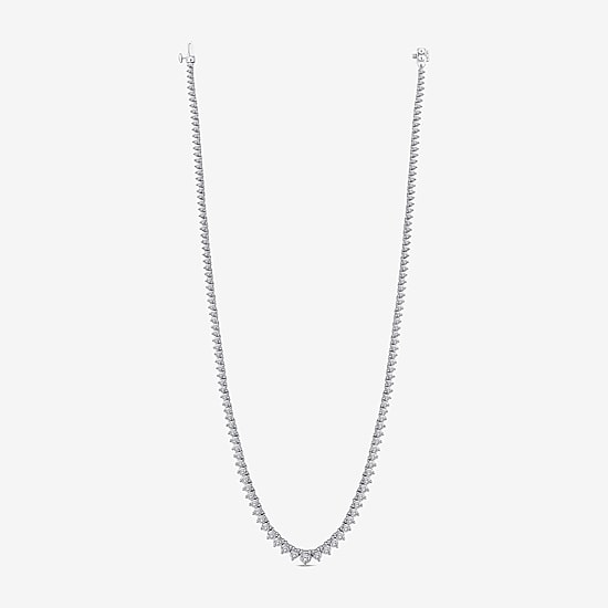 (F / Si2) Womens 3 CT.T.W. White Diamond Sterling Silver 18 Inch Tennis Necklace