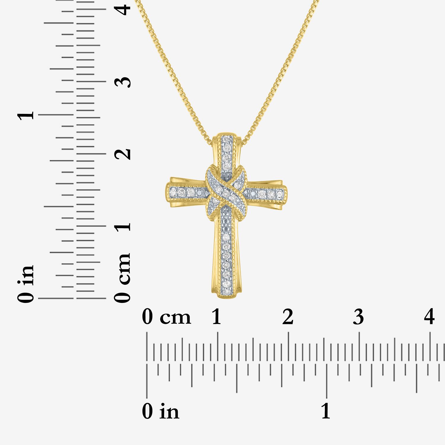 1/10 CT. T.W. Natural White Diamond 14K Gold Over Silver Cross Pendant Necklace