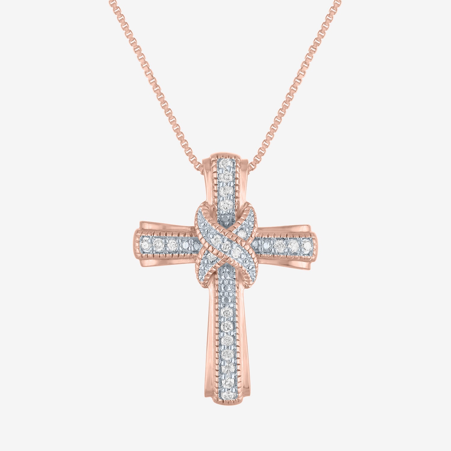1/10 CT. T.W. Natural White Diamond 14K Gold Over Silver Cross Pendant Necklace