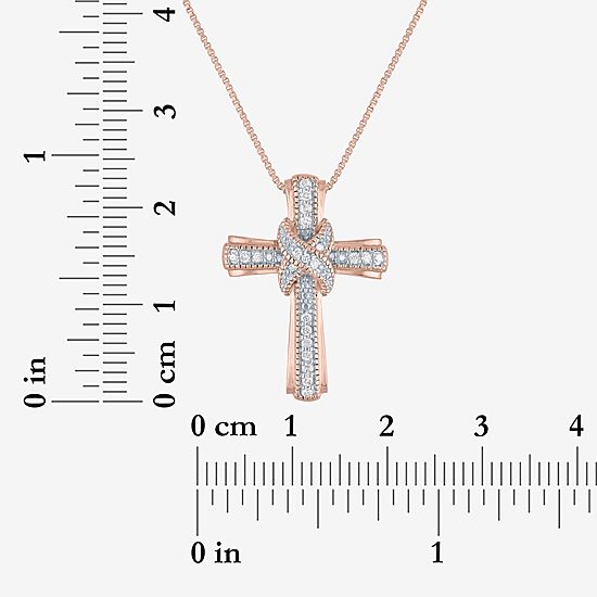 1/10 CT. T.W. Natural White Diamond 14K Gold Over Silver Cross Pendant Necklace