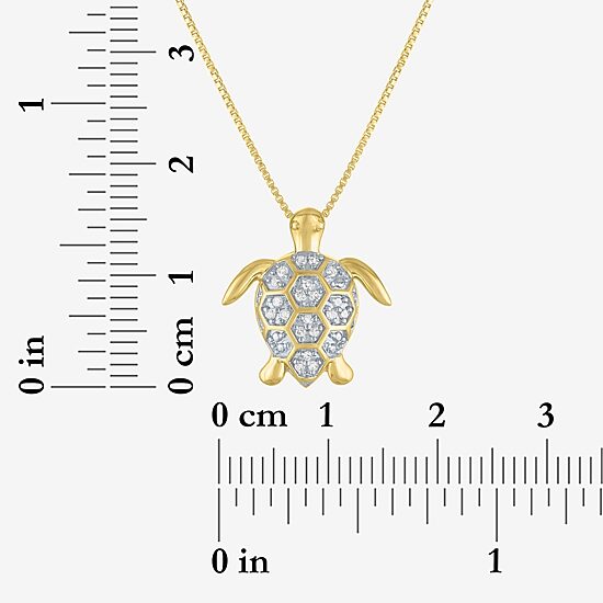 "Turtle" Womens 1/10 CT. T.W. Natural White Diamond 14K Gold Over Silver 18 Inch Pendant Necklace