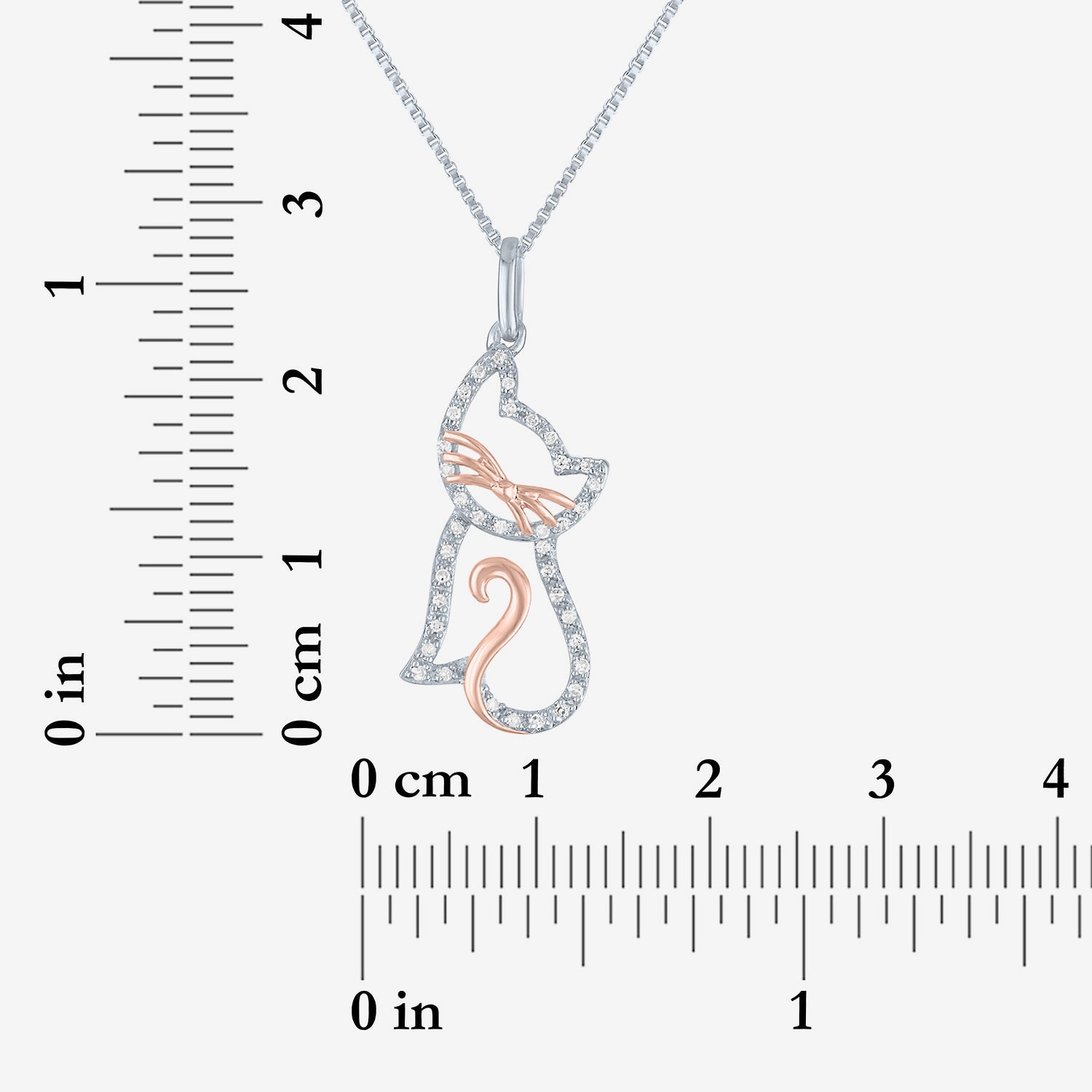 Cat Womens 1/10 CT. T.W. Natural White Diamond 14K Rose Gold Over Silver 18 Inch Pendant Necklace