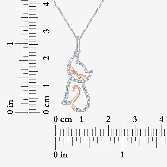 Cat Womens 1/10 CT. T.W. Natural White Diamond 14K Rose Gold Over Silver 18 Inch Pendant Necklace