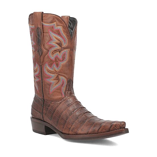 Dingo Mens Gator Block Heel Cowboy Boots Extra Wide Width