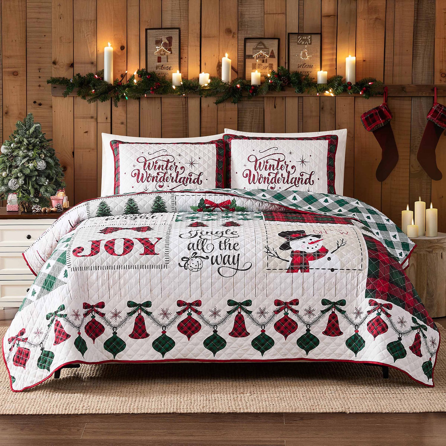 Avanti Patchwork Plaid Set Reversible Quilt