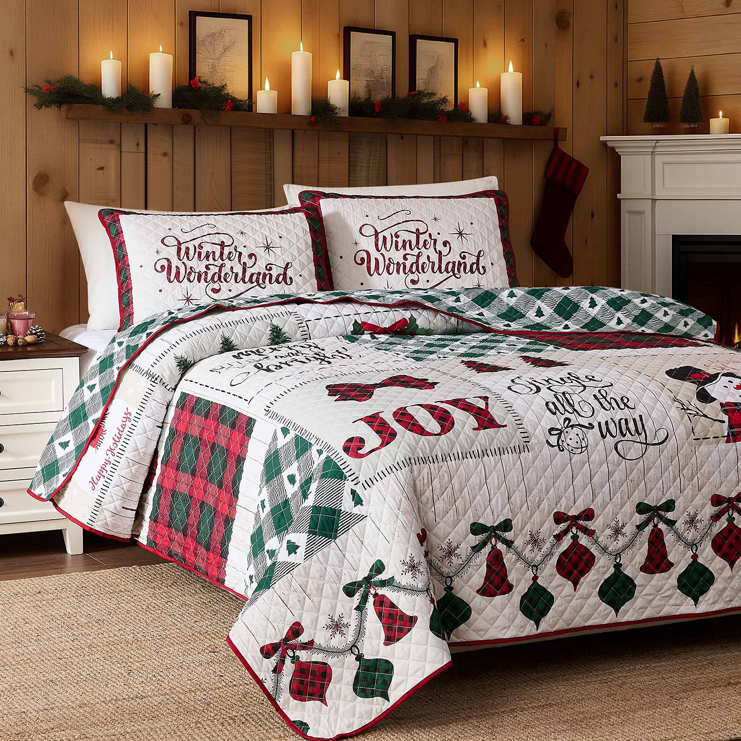 Avanti Patchwork Plaid Set Reversible Quilt
