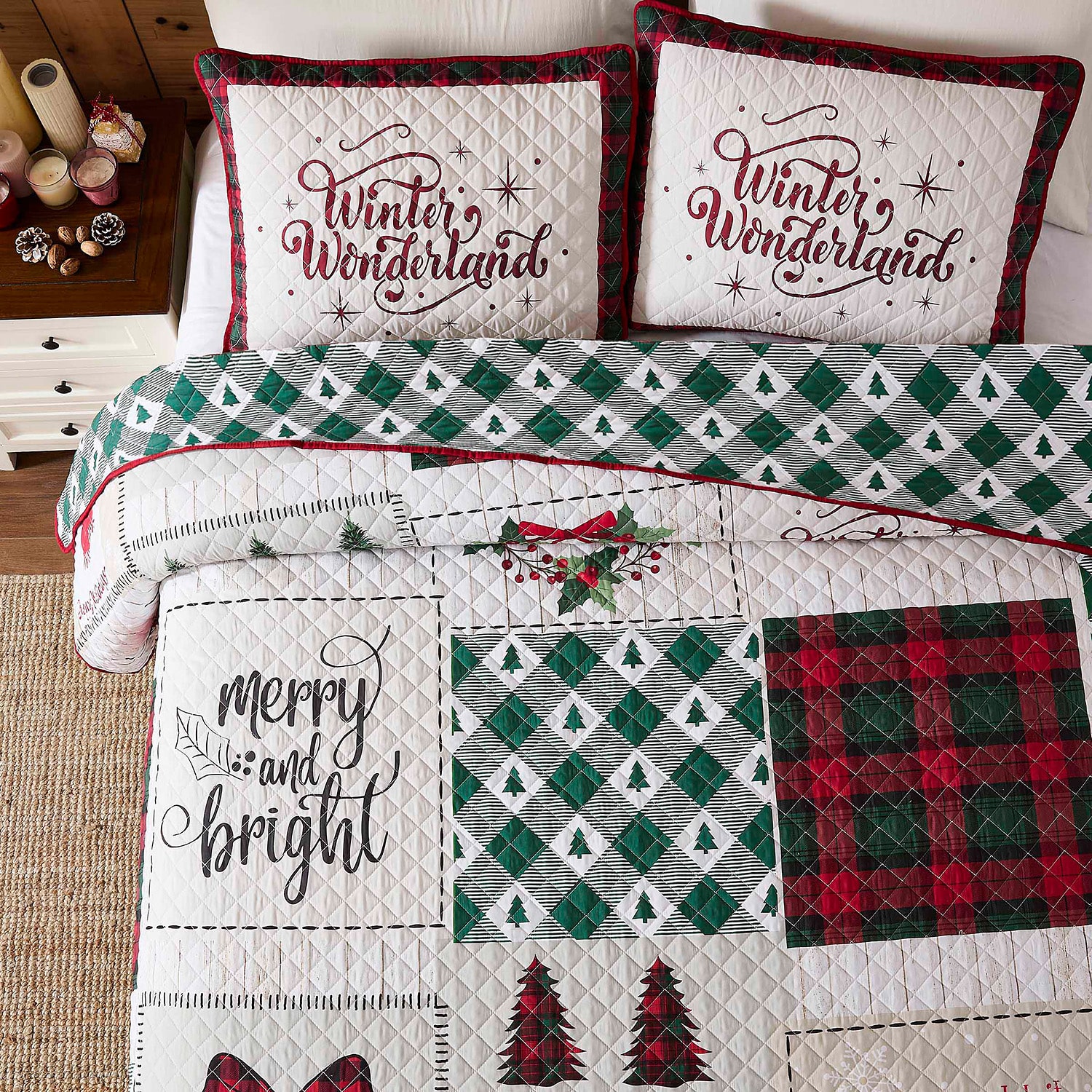 Avanti Patchwork Plaid Set Reversible Quilt