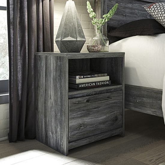 Signature Design by Ashley Baystorm 1-Drawer Nightstand in Dark Gray