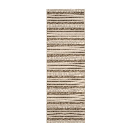 Safavieh Courtyard Collection Santos Stripe Indoor/Outdoor Runner Rug