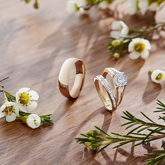 Womens 1 CT. T.W. Natural White Diamond 14K Gold Round Side Stone Halo Bridal Set