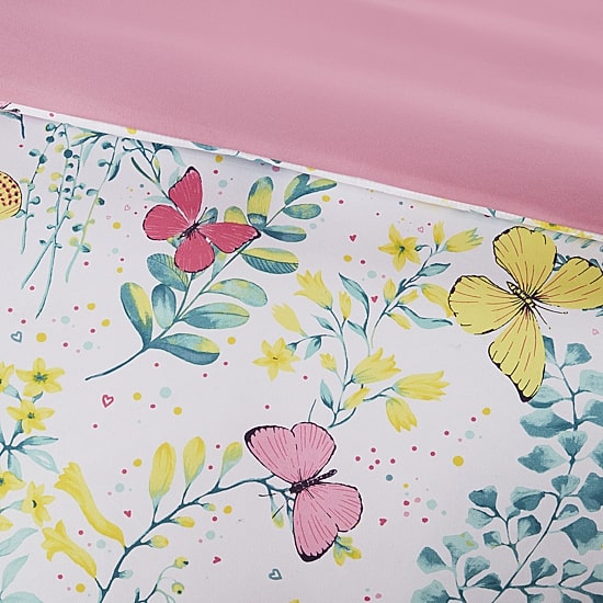 Intelligent Design Kids Caroline Butterfly Comforter Set with Sham and Decorative Pillow