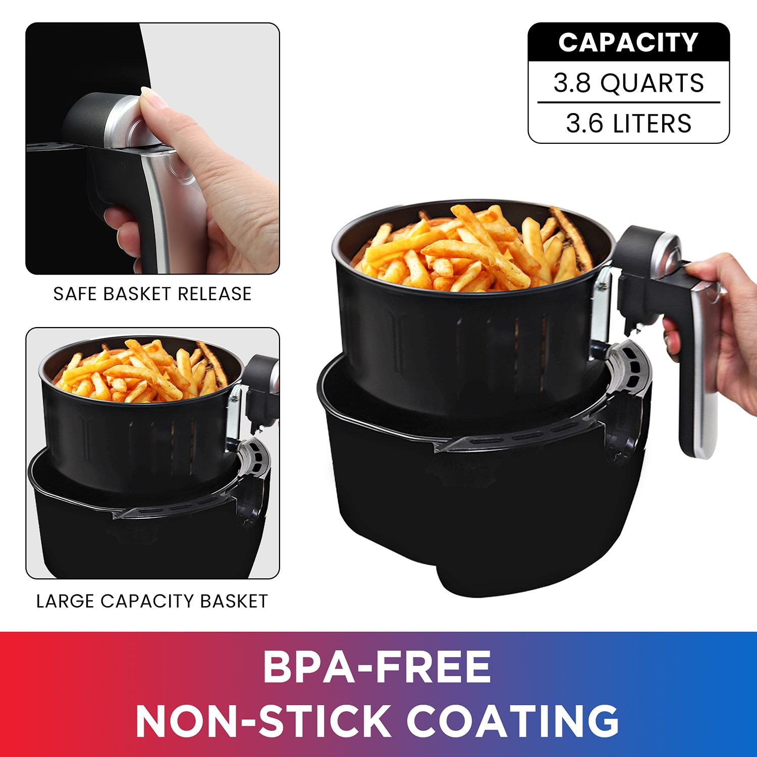 Total Chef Electric Air Fryer- 7 Cooking Presets- Digital Touch Controls