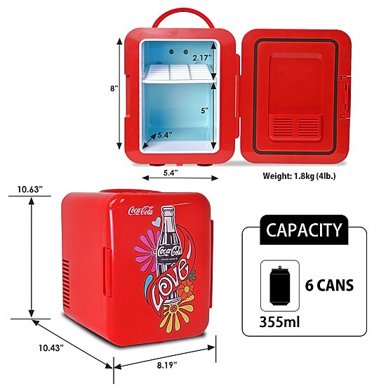 Coca-Cola Love 1971 Series Mini Fridge 6 Can Cooler/Warmer