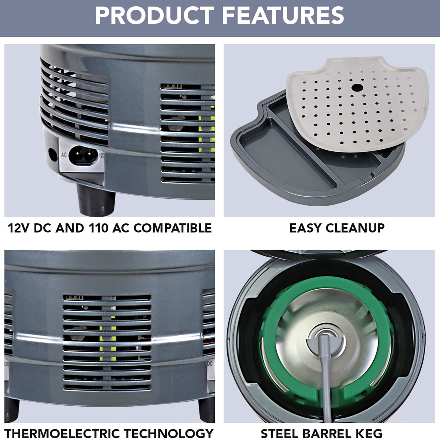 5L Mini Beer Keg Cooler with Gravity and Pressurized Taps