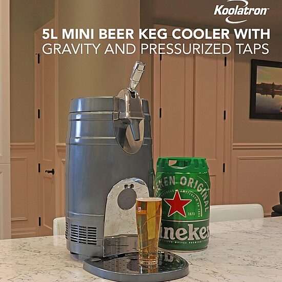 5L Mini Beer Keg Cooler with Gravity and Pressurized Taps