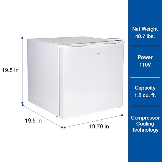 Koolatron Mini Upright Freezer- 1.2 cu ft (34L)- White- Flat Back