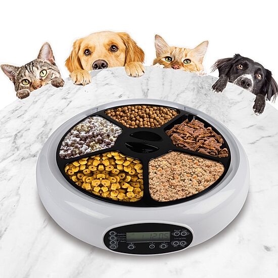 Lentek Programmable Five Meal Pet Dish with Voice Message