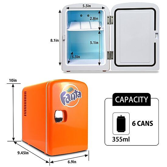 Coca-Cola Fanta 4L Portable Cooler/Warmer 12V AC/DC Mini Fridge