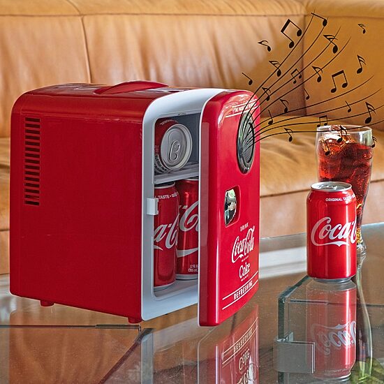 Coca-Cola 4L Mini Fridge/Warmer with Bluetooth Speaker 6 Can