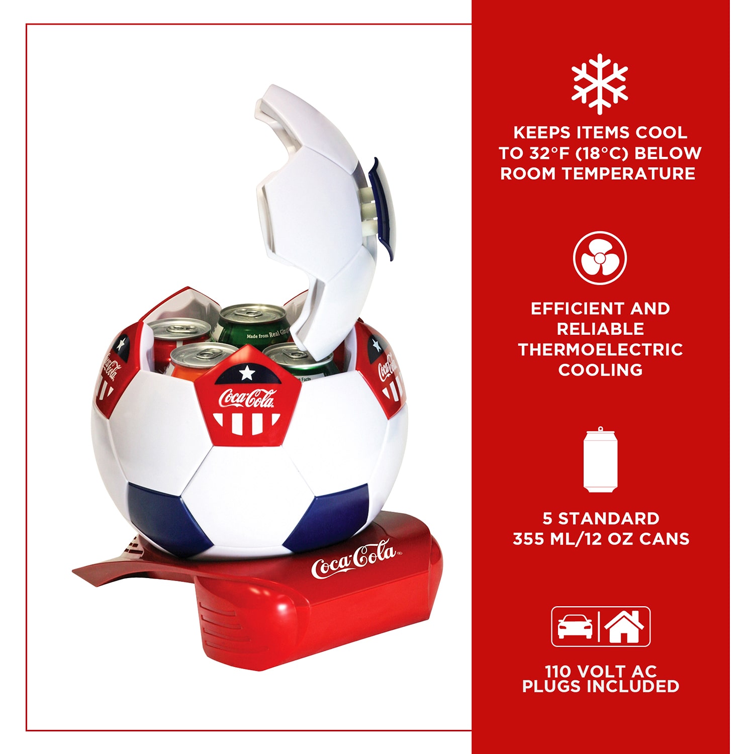 Coca-Cola Soccer Ball 5 Can Beverage Cooler