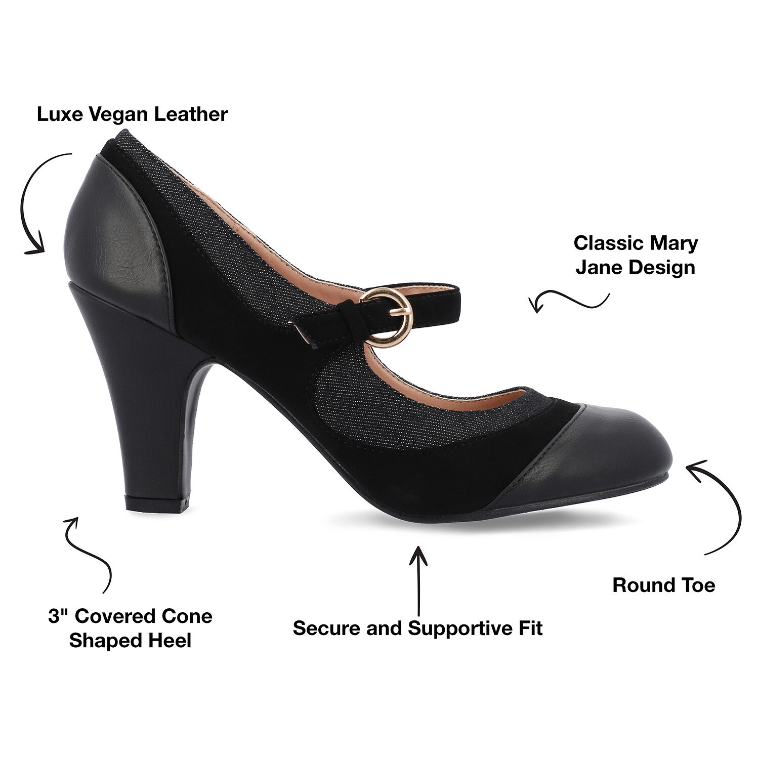 Journee Collection Siri Womens Round Closed Toe Cone Heel Pumps