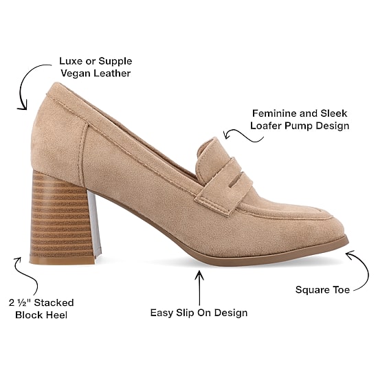 Journee Collection Malleah Womens Square Closed Toe Stacked Heel Pumps
