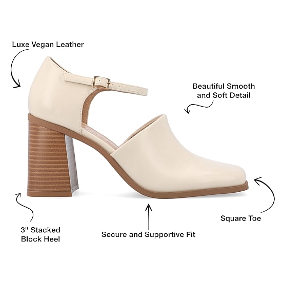 Journee Collection Bobby Womens Square Closed Toe Stacked Heel Pumps