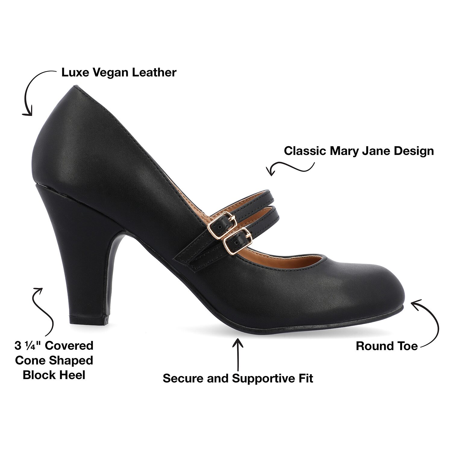 Journee Collection Windy Womens Round Closed Toe Cone Heel Pumps