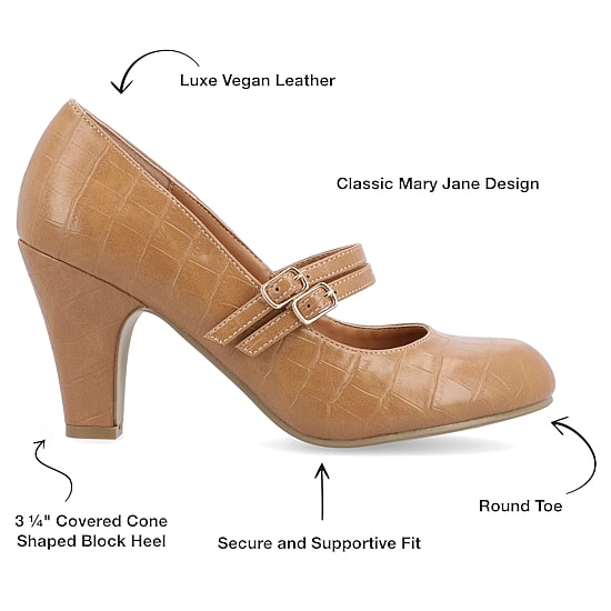 Journee Collection Windy Womens Round Closed Toe Cone Heel Pumps