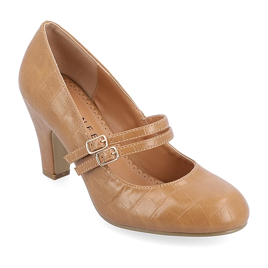 Journee Collection Windy Womens Round Closed Toe Cone Heel Pumps