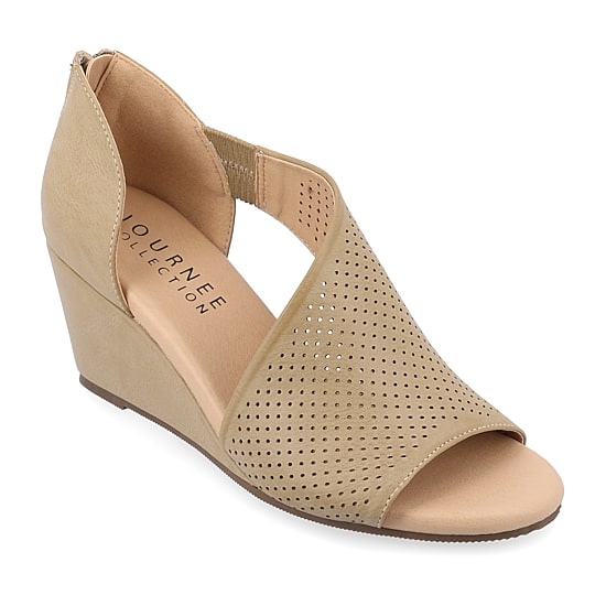 Journee Collection Aretha Womens Round Peep Toe Wedge Heel Pumps