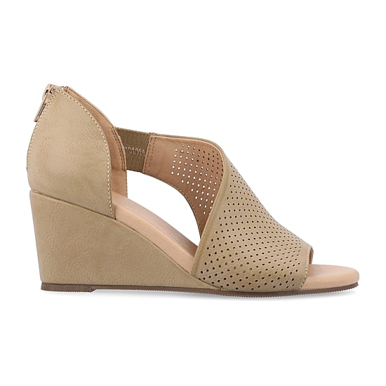 Journee Collection Aretha Womens Round Peep Toe Wedge Heel Pumps