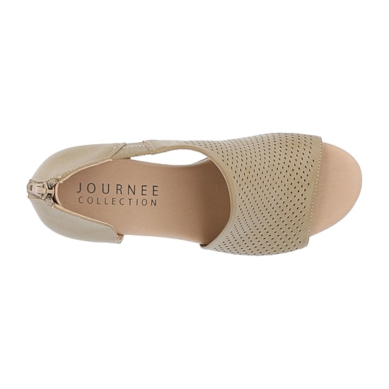 Journee Collection Aretha Womens Round Peep Toe Wedge Heel Pumps