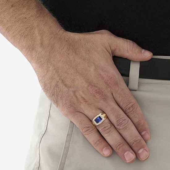 Mens Lab Created Blue Sapphire Fashion Ring