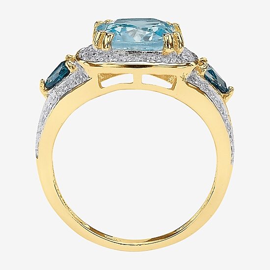 Womens Genuine Blue Topaz Cocktail Ring