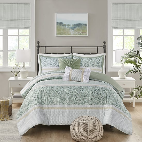 Madison Park Evian Seersucker 5-pc. Midweight Comforter Set